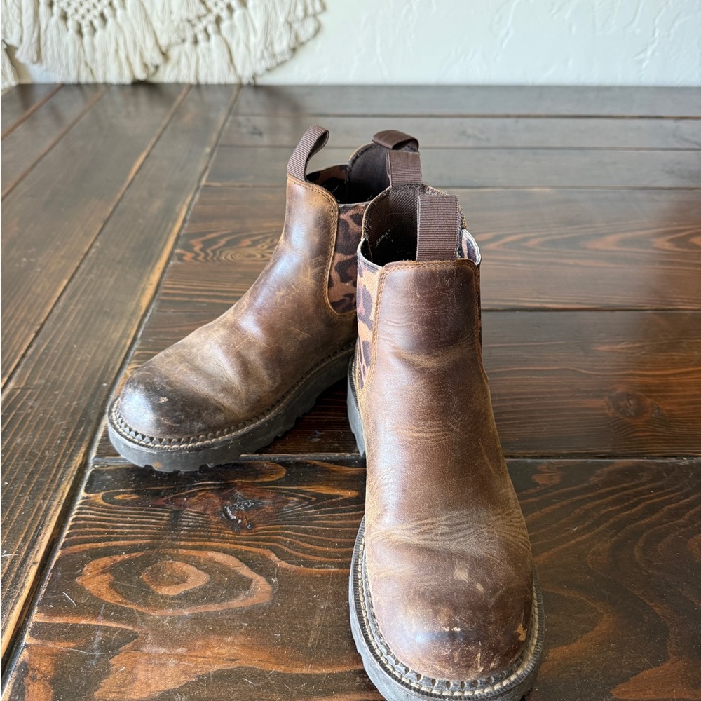 Ariat Brown Ankle Boots with Patterned Accents